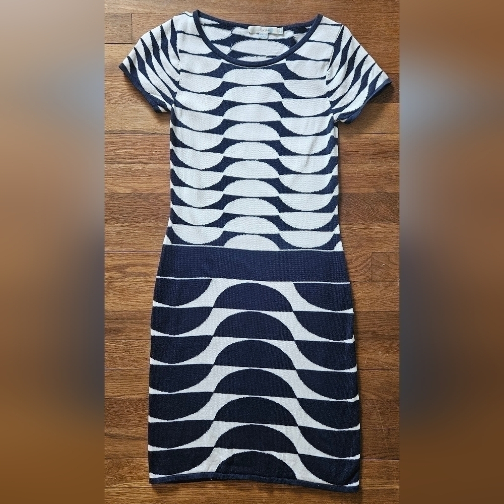 Boden Navy and White Striped Dress